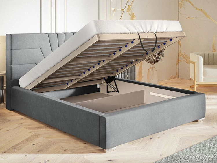 Polsterbett mit Bettkasten und Lattenrost 180x200 Tesis Hellgrau