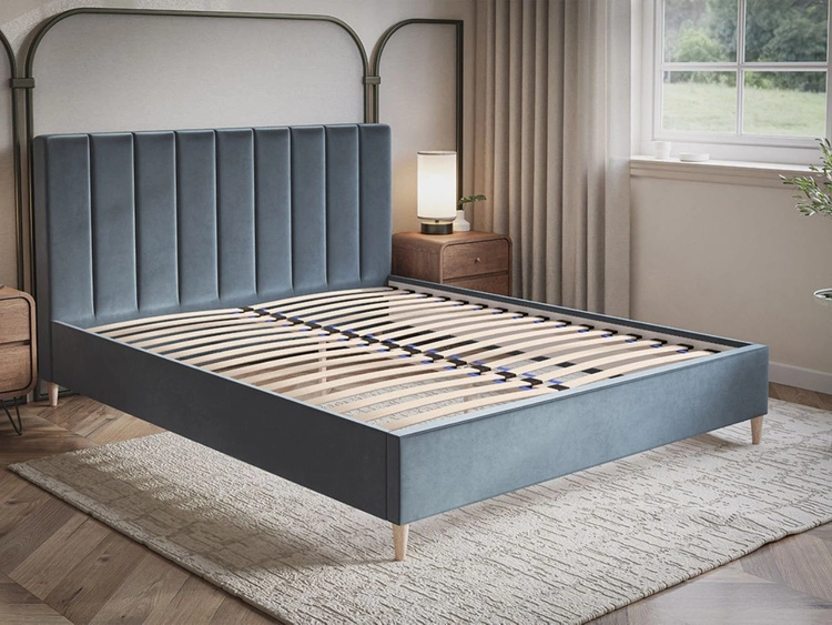 Polsterbett mit Lattenrost 140x200 Snazi Dunkelblau