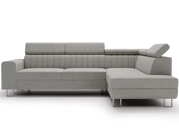 Ecksofa mit Schlaffunktion und Bettkasten Berona rechts Grau