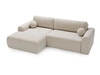 Ecksofa L-Form mit Schlaffunktion und Bettkasten Savana Links Bouclé-Stoff Creme