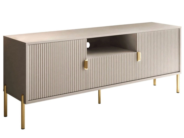 TV-Lowboard zweitürig mit Schublade und goldenen Metallfüßen Orlean Kaschmir Matt
