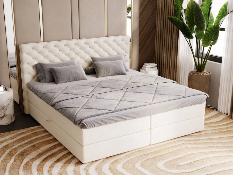Boxspringbett mit Bettkasten 160x200 Bergamo Beige