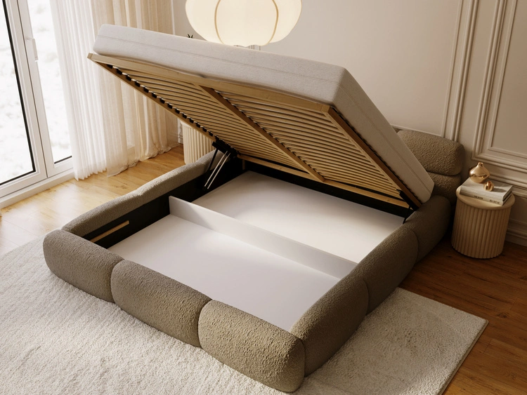 Polsterbett mit Bettkasten und Bettrost 180x200 Sweet Low Braun