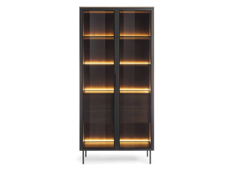Glasvitrine mit Schubladen und LED-Beleuchtung Lumina Eiche Dunin
