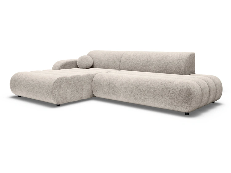 Ecksofa L-Form mit Schlaffunktion und Bettkasten Lisso Links Cremefarben