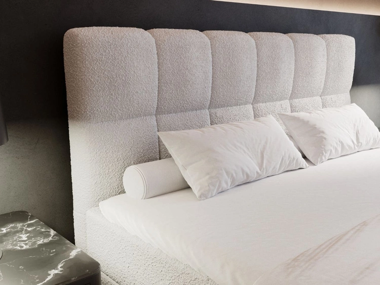 Boxspringbett mit Bettkasten 140x200 Bouclé-Stoff Alicante Grau
