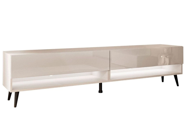 TV-Schrank für das Wohnzimmer 180 cm mit schwarzen Beinen und LED-Beleuchtung Aurelie Kaschmir Hochglanz