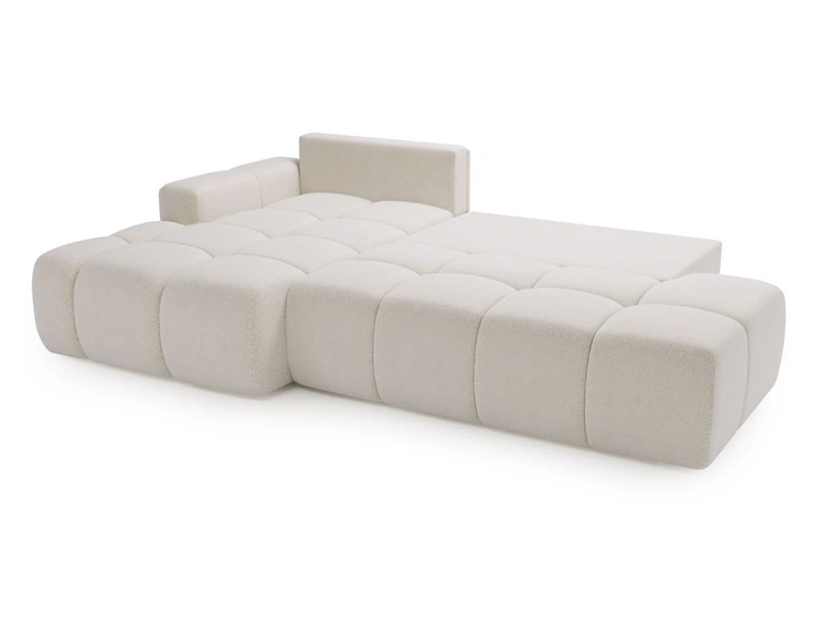 Ecksofa L-Form Links mit Schlaffunktion und Bettkasten Montero Weiß