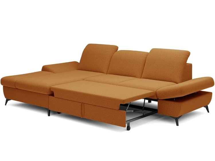 Ecksofa L-Form Links mit Schlaffunktion und Bettkasten Hannover Orange