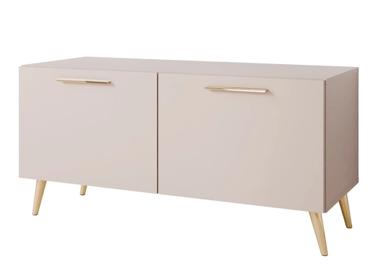 TV-Lowboard mit Türen auf Goldenen Metallbeinen 100 cm Noaé Kaschmir