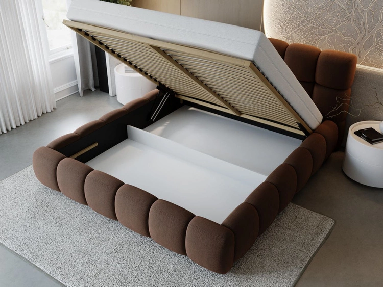 Polsterbett mit Bettkasten und Lattenrost 120x200 Modo Braun