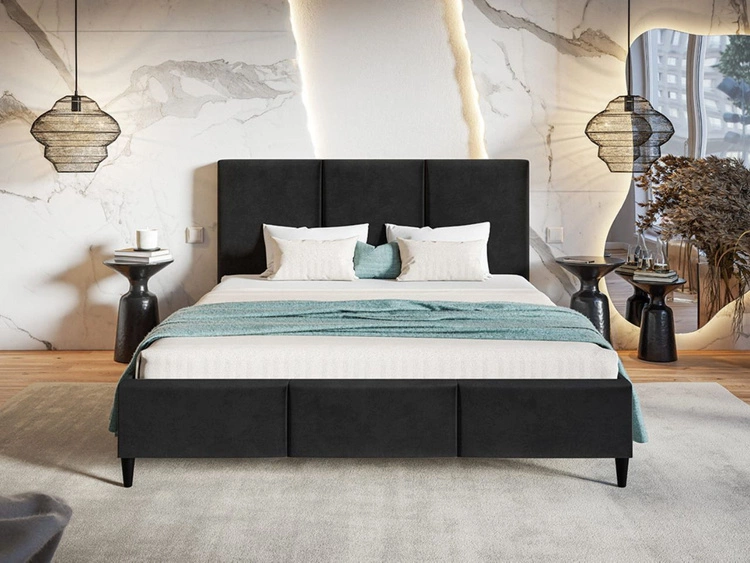 Polsterbett mit Lattenrost 160x200 Trio Schwarz