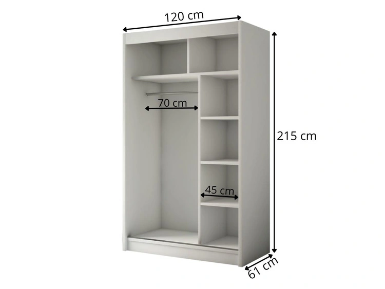 Schiebetürenschrank mit Spiegel und Lamellen 120 cm Loreto Schwarz