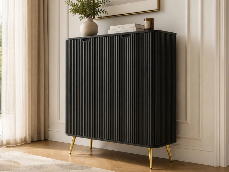 Türkommode Viva Schwarze auf Goldene Beinen