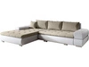 Ecksofa L-Form mit Schlaffunktion und Bettkasten Sonia Beige, Weiß