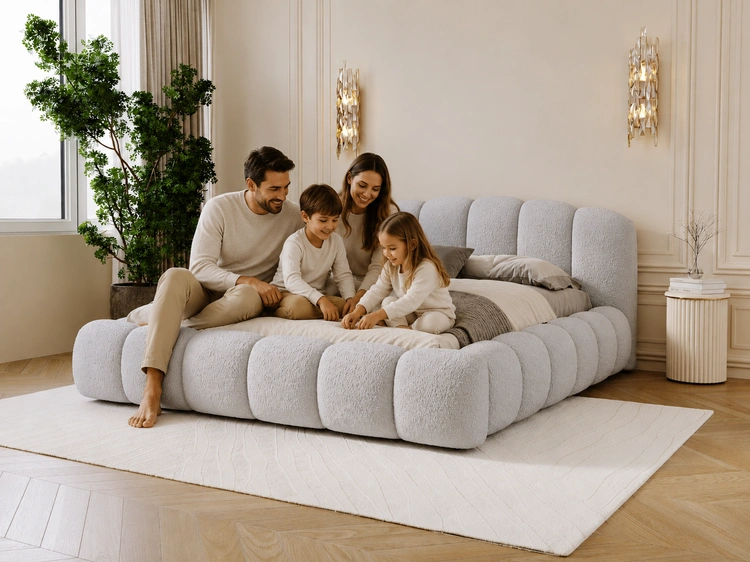 Polsterbett mit Stauraum und Lattenrost 160x200 Cloud Soft Grau