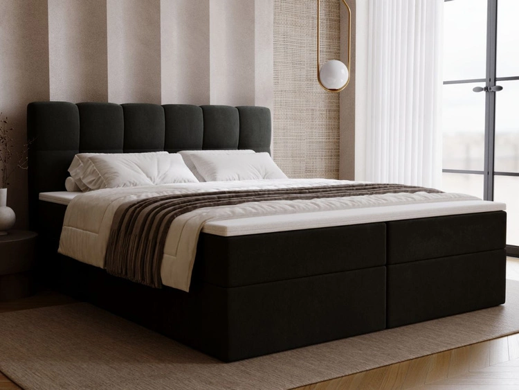 Boxspringbett mit Bettkasten 140x200 Maison Dunkelgrau
