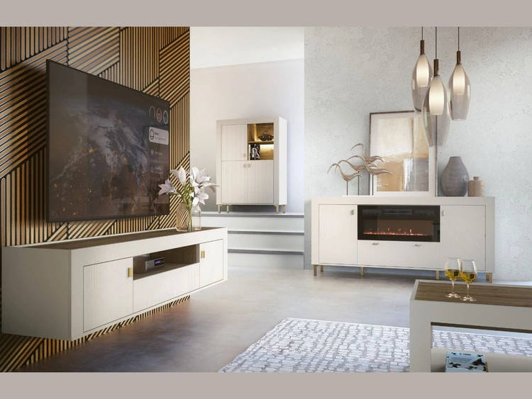Kommode mit Türen und LED-Beleuchtung Messina Kaschmir