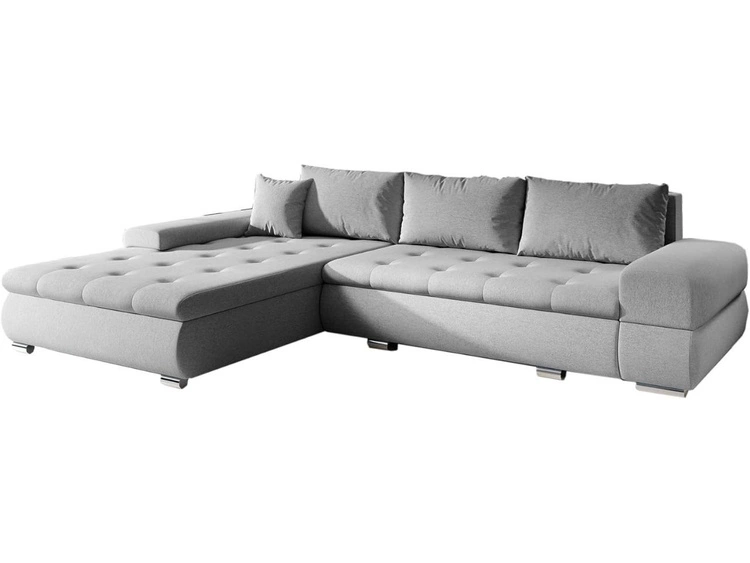 Ecksofa L-Form mit Schlaffunktion und Bettkasten Sonia Grau