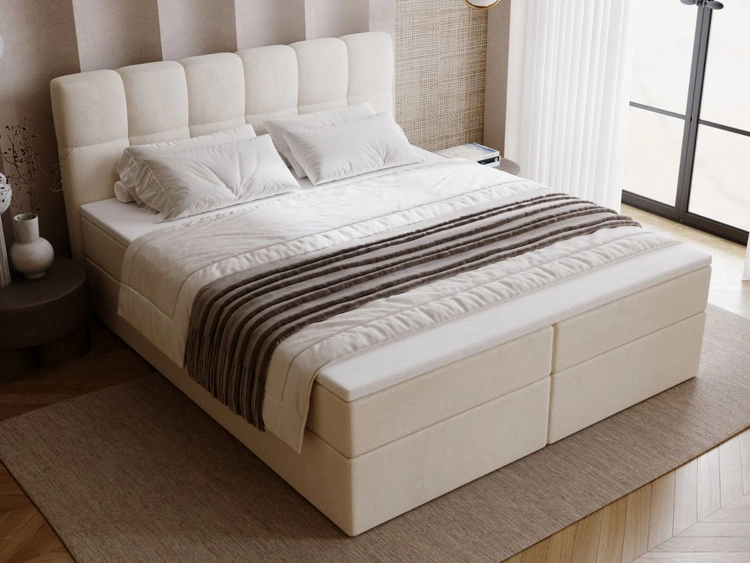Boxspringbett mit Bettkasten 200x200 Maison Beige