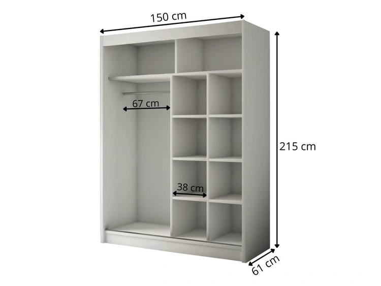 Schiebetürenschrank 150 cm mit LED-Beleuchtung Diano Weiß