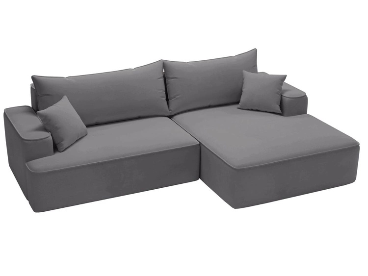 Ecksofa L-Form Rechts mit Schlaffunktion und Bettkasten California Grau