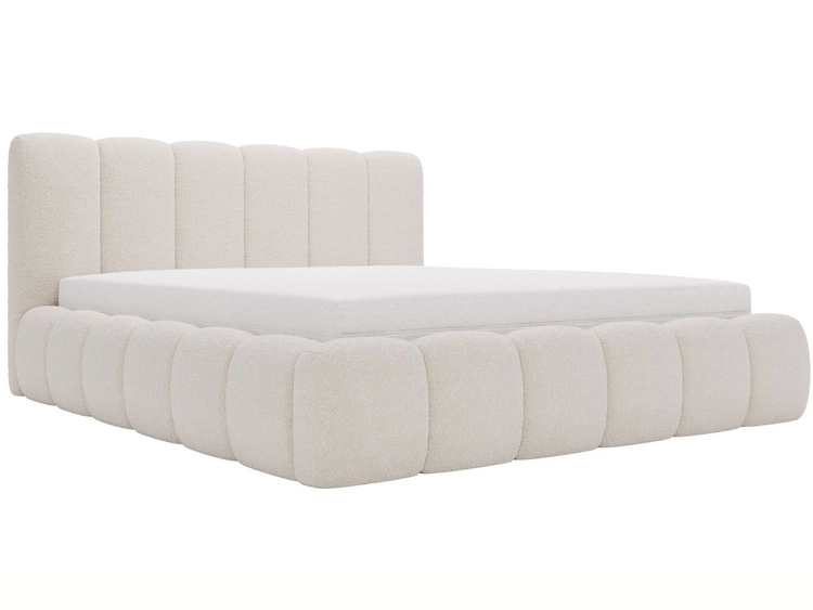 Polsterbett mit Bettkasten und Lattenrost 160x200 Cloud Bouclé-Stoff Beige