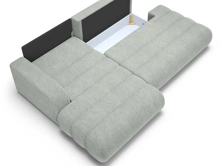 Ecksofa L-Form mit Schlaffunktion und Bettkasten Lisso Links Hellgrün