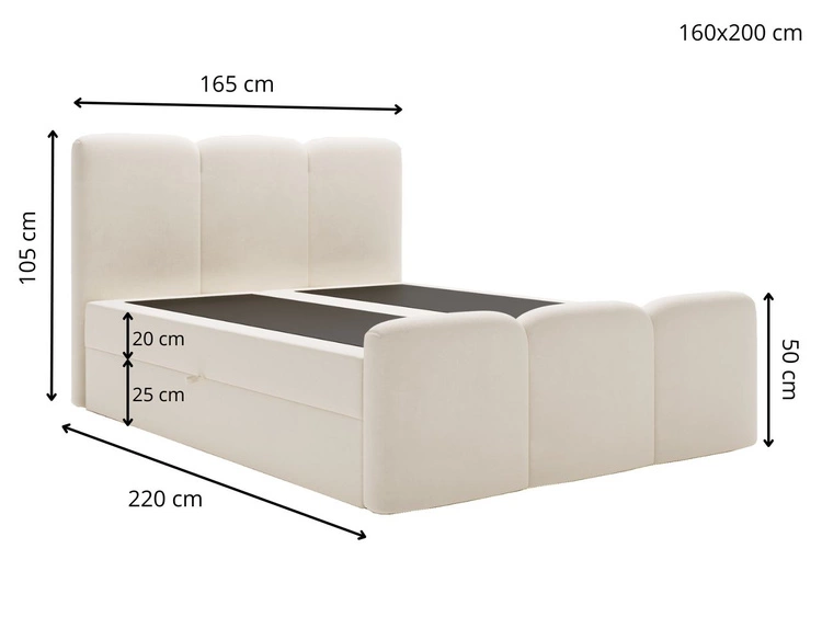 Boxspringbett mit Bettkasten 160x200 Campi Beige