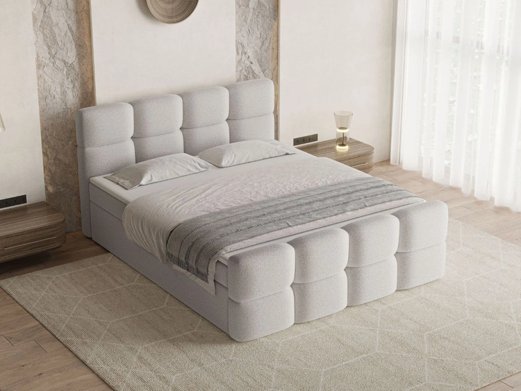 Boxspringbett mit Bettkasten 180x200 Rivon Hellgrau