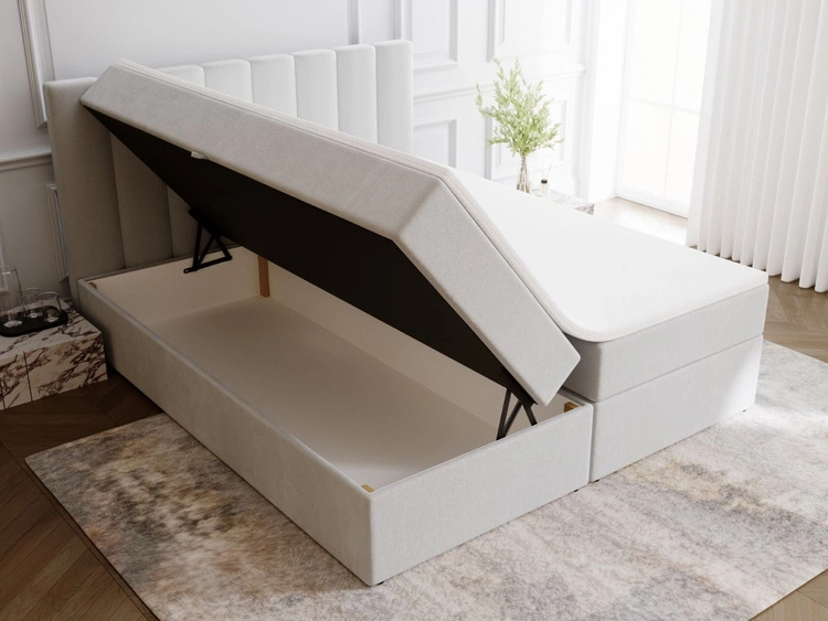 Boxspringbett mit Bettkasten 200x200 Mocca Grau