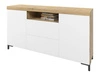 Zweittürige Kommode 164 cm im Loft-Stil Asumi Weiß matt und Eiche Wotan
