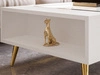 Wohnzimmer-Set mit goldenen Metallbeinen im Glamour-Stil Lunelie Weiß Hochglanz
