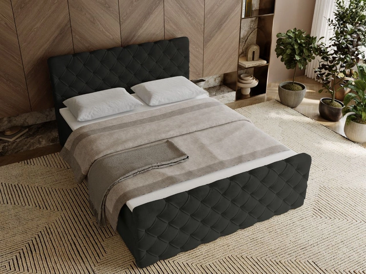 Boxspringbett mit Bettkasten 160x200 Lunaris Schwarz
