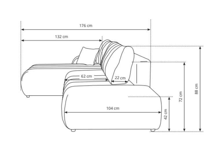 Ecksofa mit Schlaffunktion und Bettkasten Links Adoro Creme