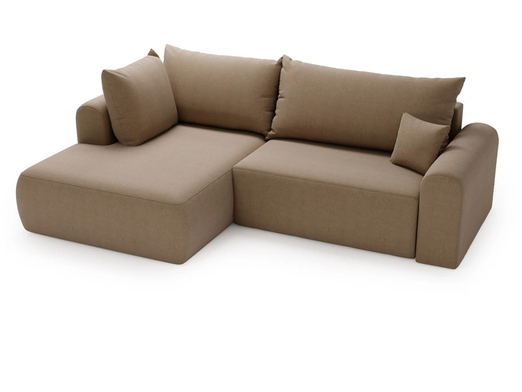 Ecksofa L-Form mit Schlaffunktion und Bettkasten Savana Bis Braun