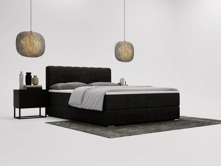 Boxspringbett mit Bettkasten 140x200 Forte Schwarz