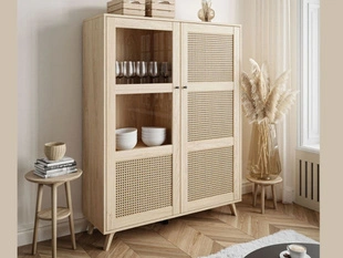 Standvitrine im Boho-Stil Verglaste Bellance Eiche Puccini