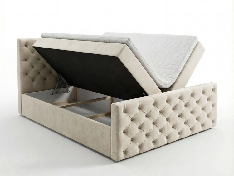 Boxspringbett mit Bettkasten 120x200 Montego Creme
