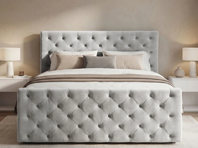 Boxspringbett mit Bettkasten 180x200 Montego Hellgrau