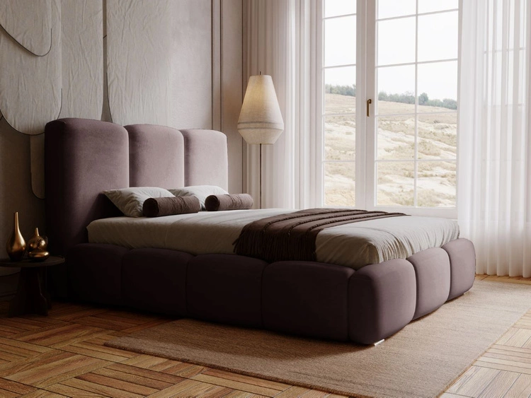 Polsterbett mit Bettkasten und Lattenrost 140x200 Bubble Braun