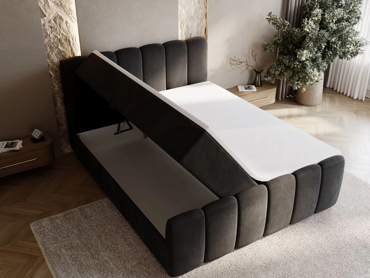 Boxspringbett mit Bettkasten 200x200 Cloud Schwarz