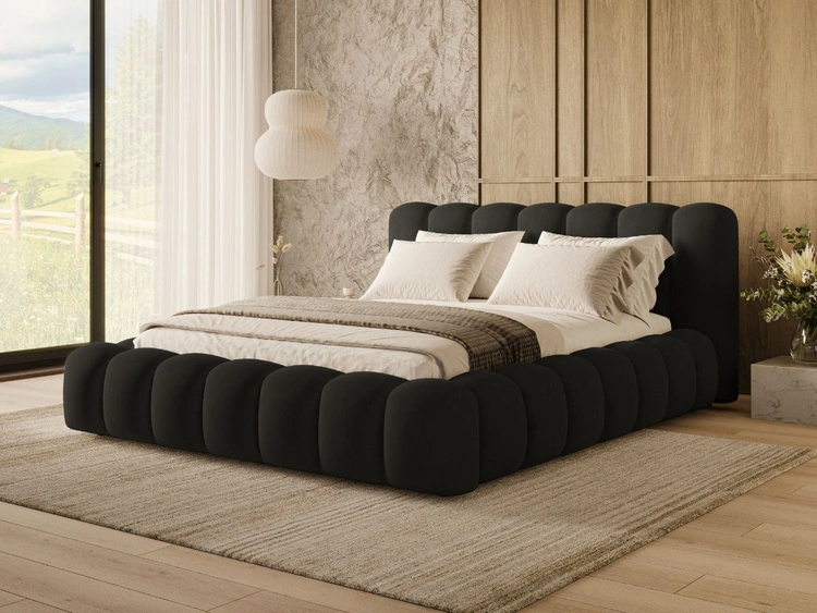 Polsterbett mit Bettkasten und Lattenrost 140x200 Averia Schwarz