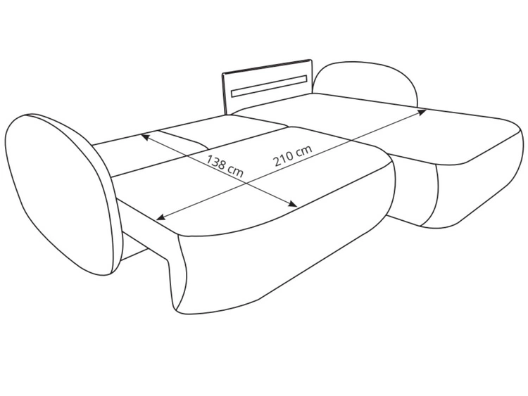 Ecksofa L-Form Rechts mit Schlaffunktion und Bettkasten Oreo Creme