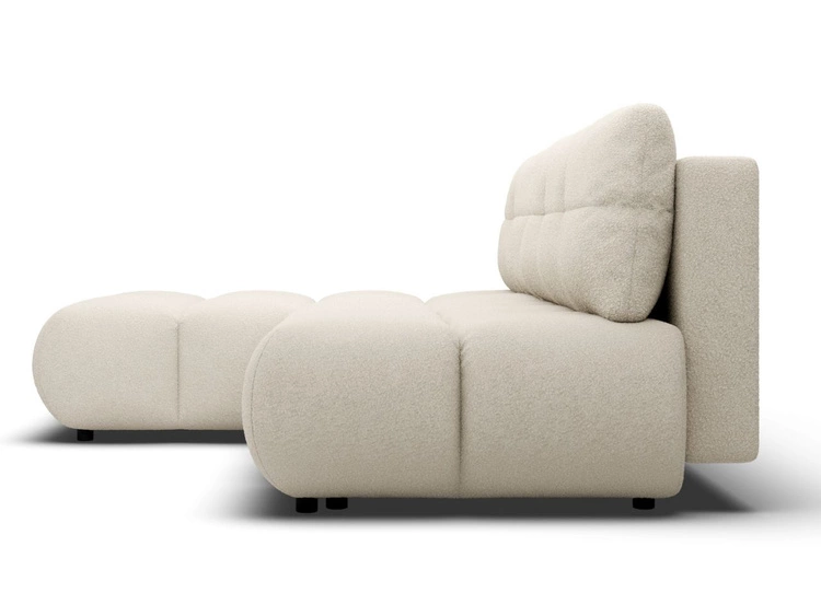 Ecksofa mit Schlaffunktion und Bettkasten Links Milet Creme