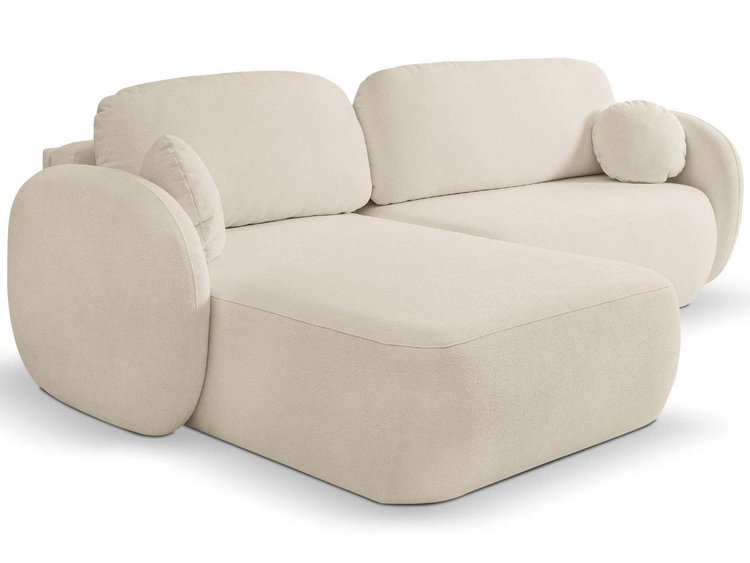 Ecksofa L-Form Links mit Schlaffunktion und Bettkasten Oreo Beige