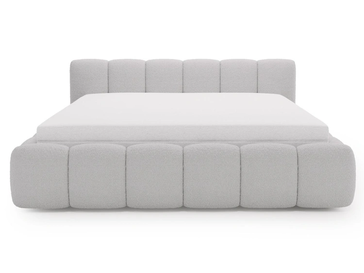 Polsterbett mit Bettkasten und Lattenrost 200x200 Cloud Low Bouclé-Stoff Grau