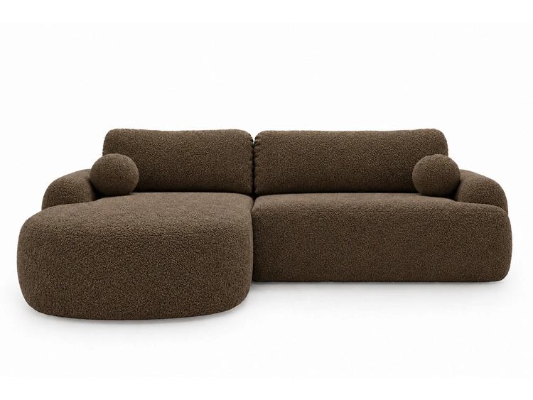 Ecksofa L-Form Links mit Schlaffunktion und Bettkasten Aurio Braun
