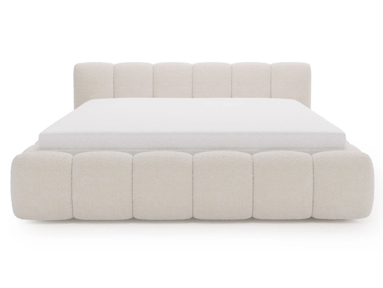 Polsterbett mit Bettkasten und Lattenrost 200x200 Cloud Low Bouclé-Stoff Beige