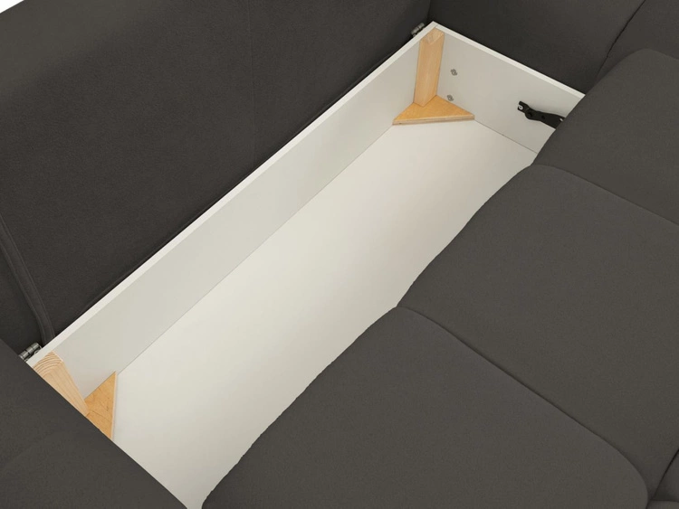 Ecksofa L-Form mit Schlaffunktion und Bettkasten Bene Schwarz